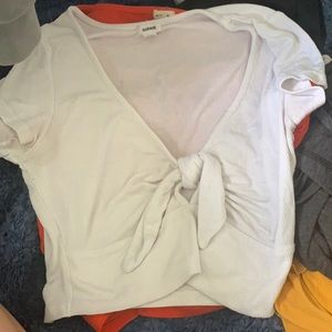 Trendy white front tie crop top